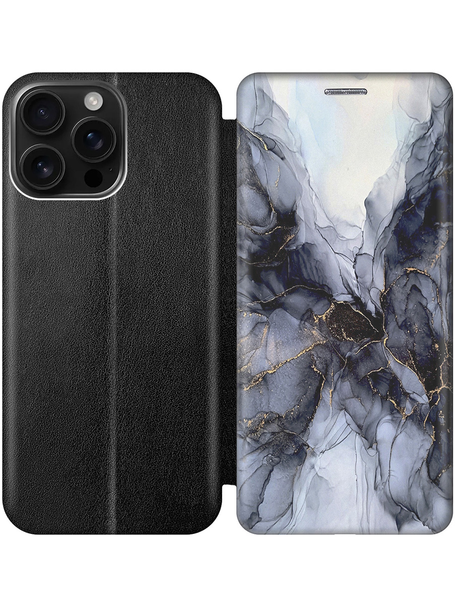 

Чехол-книжка на Apple iPhone 16 Pro Max с принтом "Черно-белый мрамор" черный, Черный;белый, 785198331