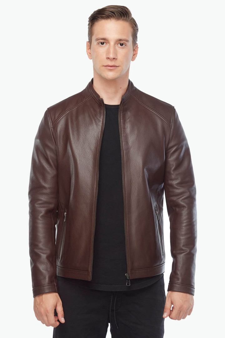 Кожаная куртка мужская Deriza 35-194KJ коричневая 2XL (товары доставляются из-за рубежа)