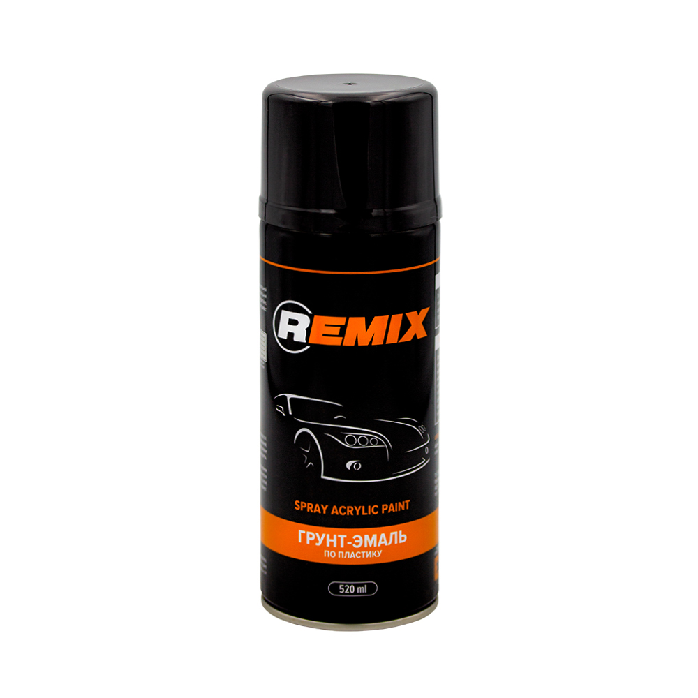 Грунт-эмаль по пластику для бампера REMIX аэрозоль 520 мл черный