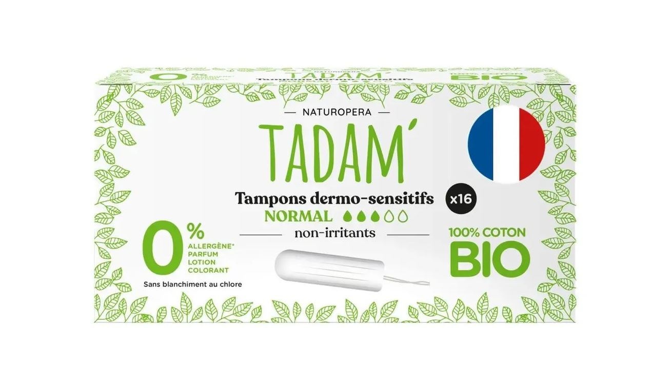 Тампоны TADAM Dermo-Sensitive 100% organic cotton Normal 3 кап 16 шт марлевые тампоны стер n2 с грец орех 30х10 шт telasling