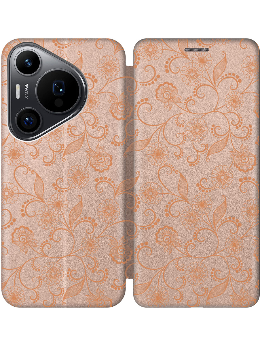 

Чехол-книжка на Huawei Pura 70 Pro / 70 Pro+ с принтом "Стильный орнамент" золотой, Золотистый, 782625232