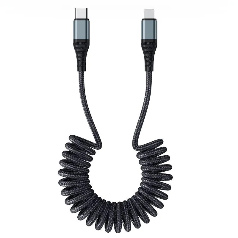 Кабель ROCK Xiaomi PD100W USB Type-C to Lightning 150 cm Cable Spring Coil Fast Charging C