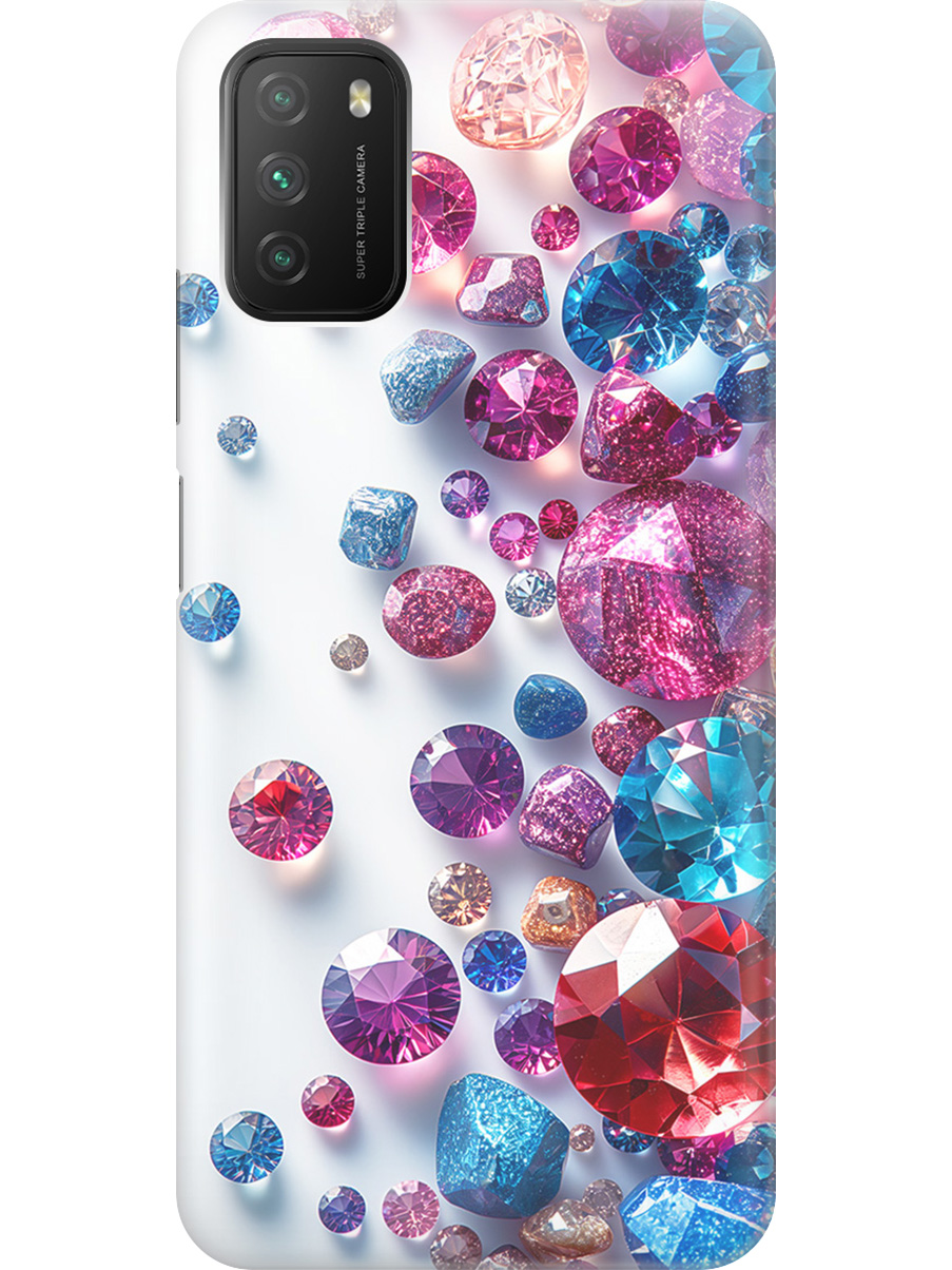 

Силиконовый чехол на Xiaomi Redmi 9T / Poco M3 с принтом "Россыпь драгоценных камней", Прозрачный;белый;розовый;синий, 724142731