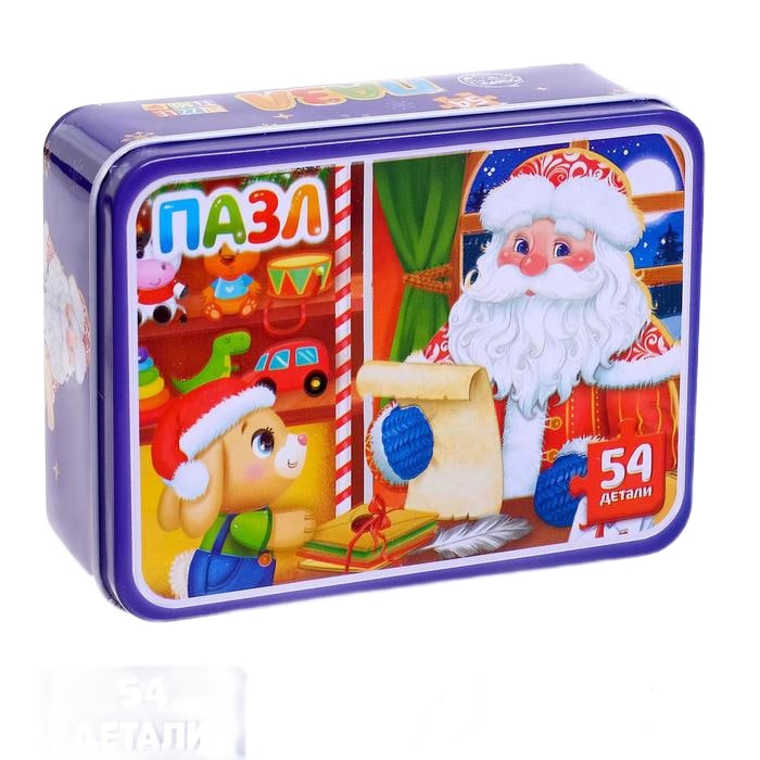 Пазл Puzzle Time в металлической коробке Домик Дедушки Мороза 54 дет. 4868655