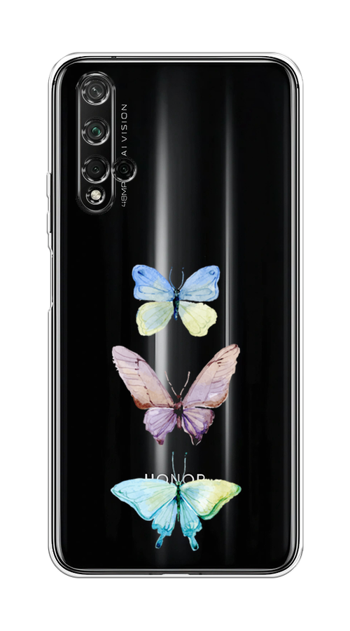 

Чехол на Honor 20, Huawei Nova 5T "Акварельные бабочки", Бирюзовый;розовый, 69550-1
