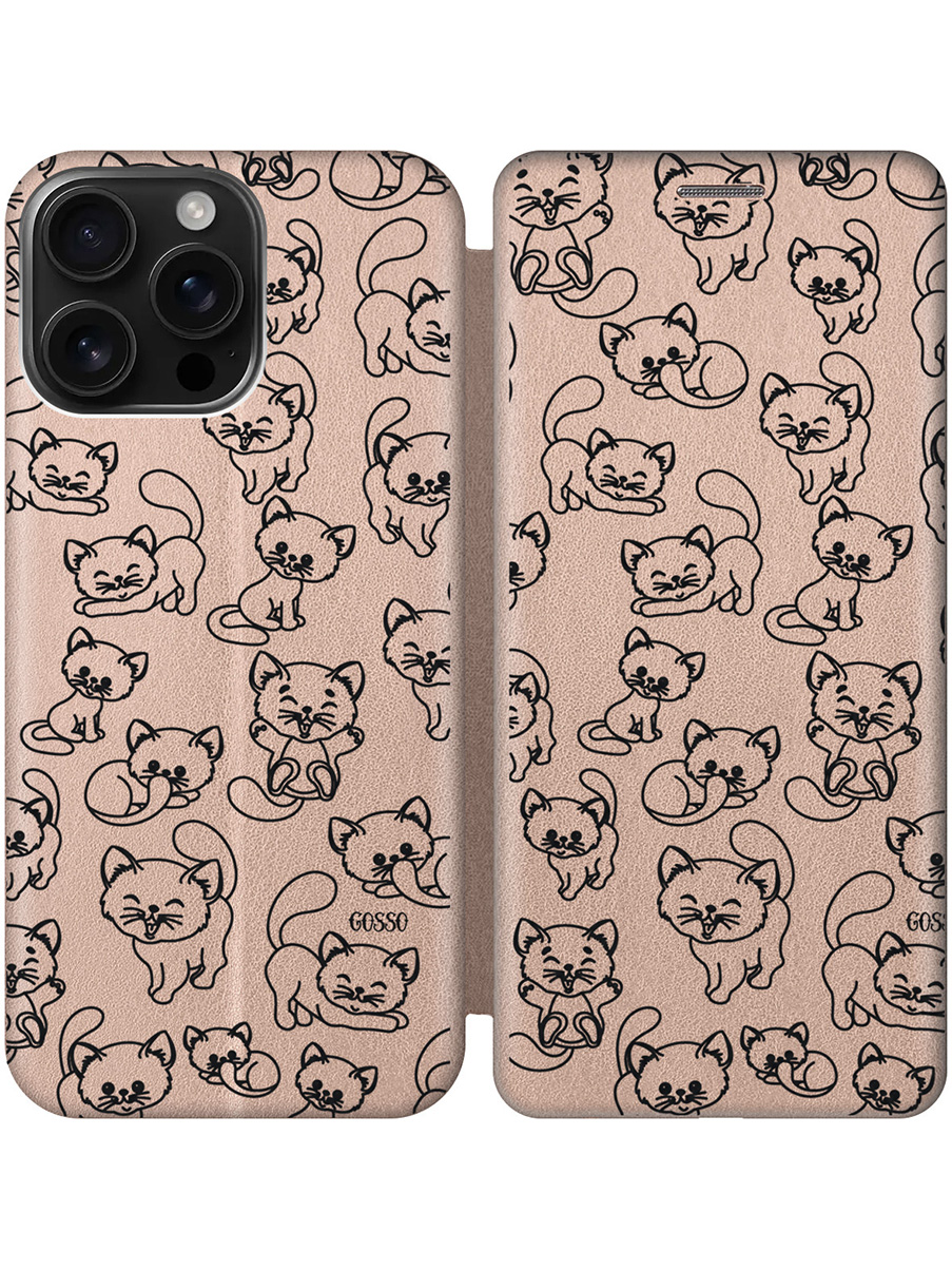 

Чехол-книжка на Apple iPhone 16 Pro Max с принтом "Милые котята" золотой, Золотистый;прозрачный;черный, 785198372