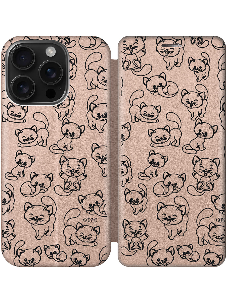 

Чехол-книжка на Apple iPhone 16 Pro с принтом "Милые котята" золотой, Золотистый;прозрачный;черный, 785197772