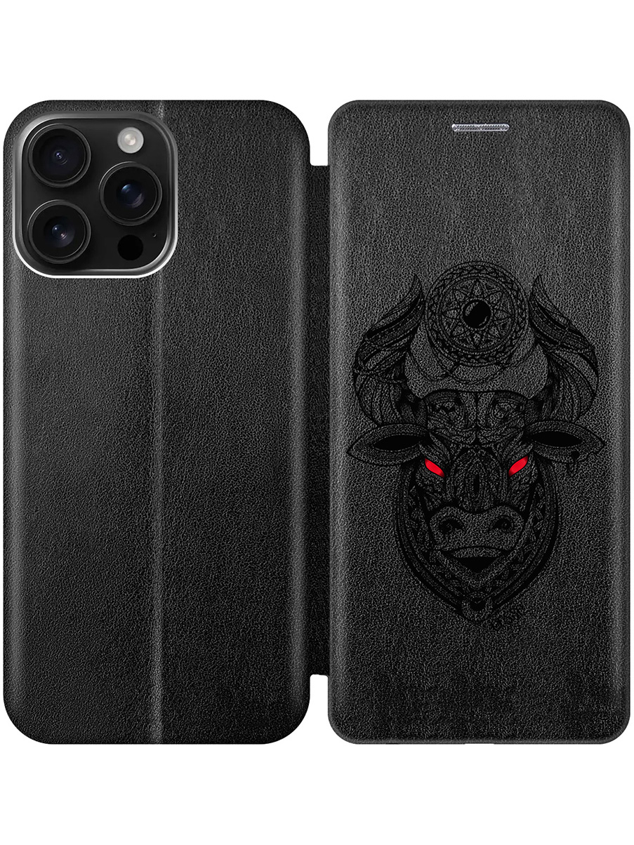 

Чехол-книжка на Apple iPhone 16 Pro Max с принтом "Красноглазый бык" черный, 785198312