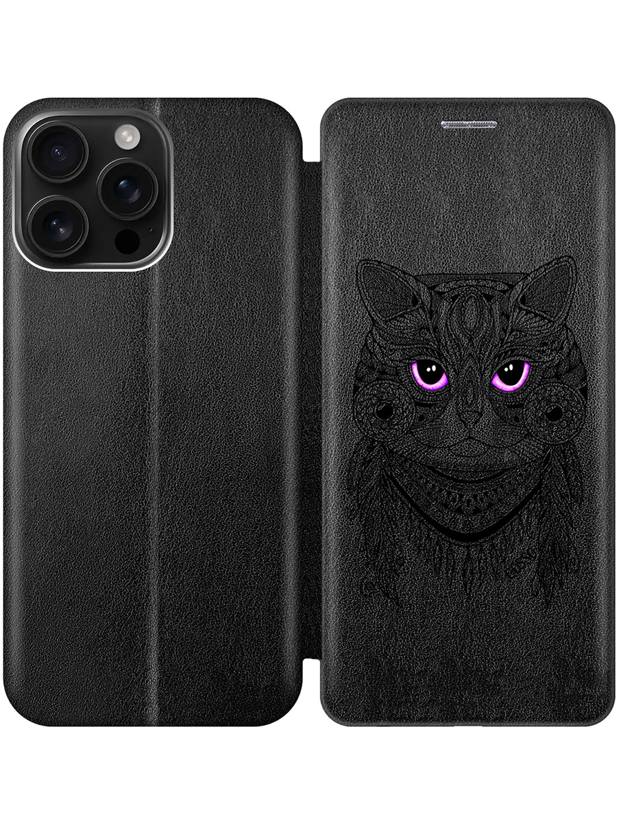 

Чехол-книжка на Apple iPhone 16 Pro Max с принтом "Розовоглазая кошка" черный, Черный;прозрачный;фиолетовый, 785198312