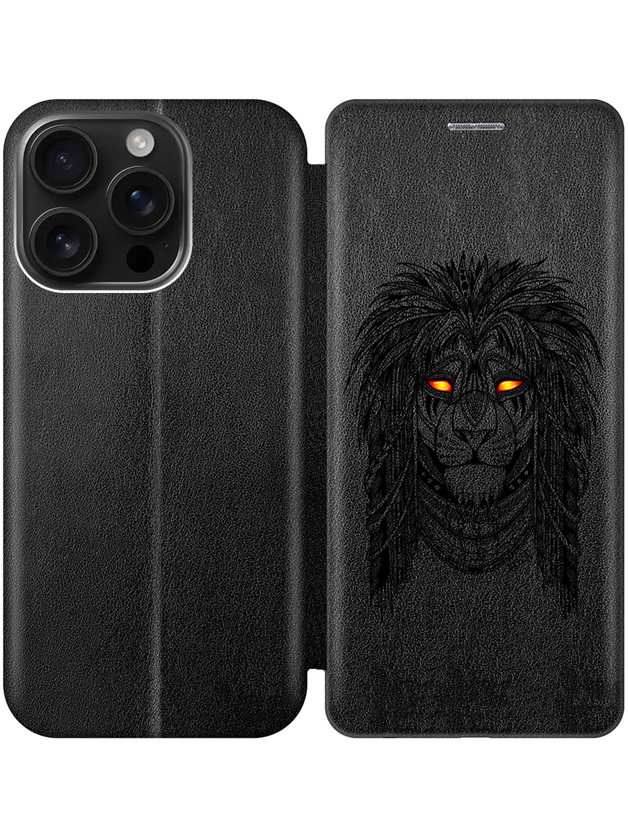 

Чехол-книжка на Apple iPhone 16 Pro с принтом "Желтоглазый лев" черный, Черный;прозрачный;красный;оранжевый, 785197712