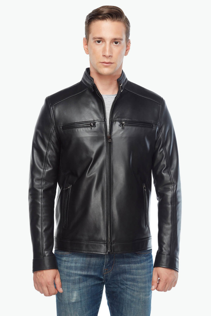 Кожаная куртка мужская Deriza 35-5069 черная 3XL (товары доставляются из-за рубежа)