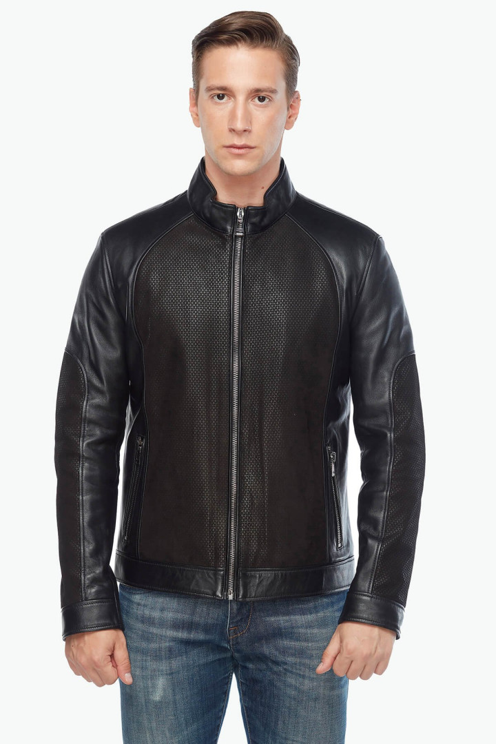Кожаная куртка мужская Deriza 35-5070S черная M (товары доставляются из-за рубежа)