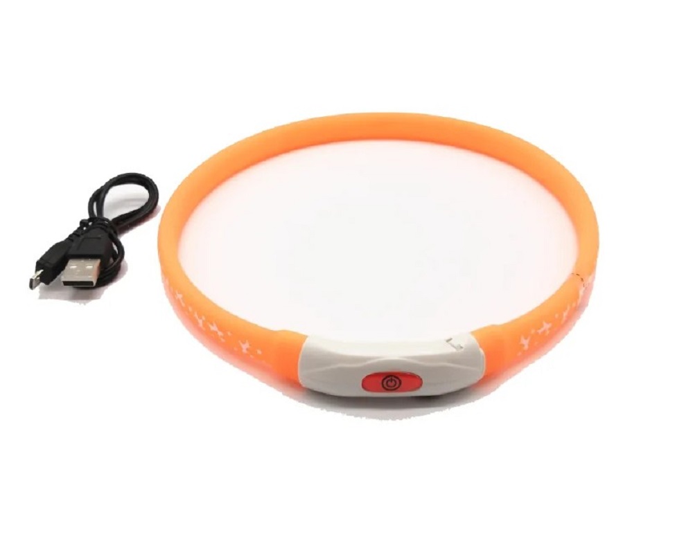 

Ошейник для собак ZDK Walk с LED-подсветкой, оранжевый, силикон, 70 см, Walk