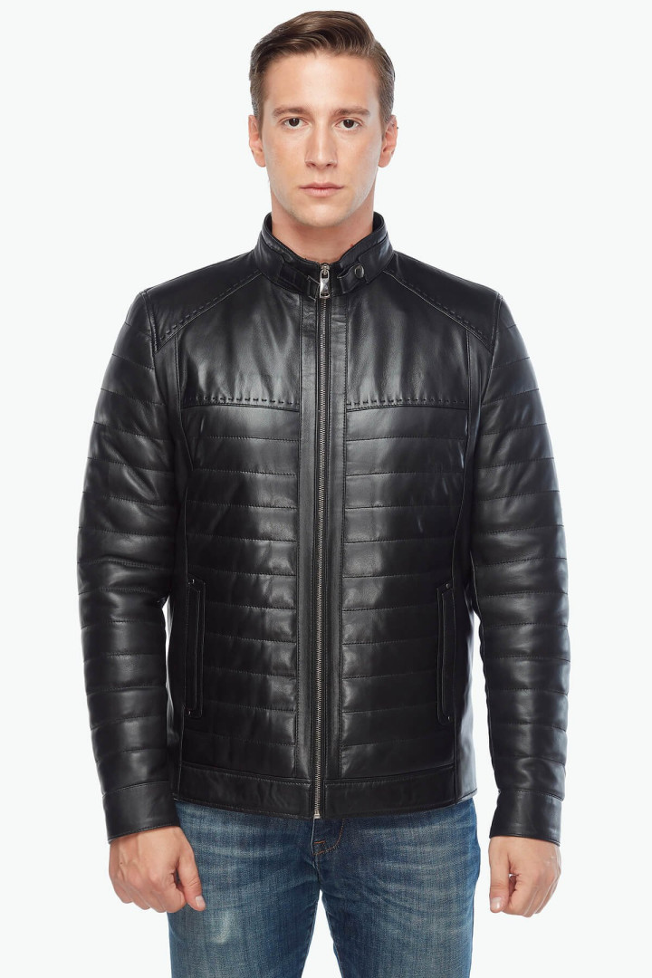 Кожаная куртка мужская Deriza 35-8716-2S черная M (товары доставляются из-за рубежа)