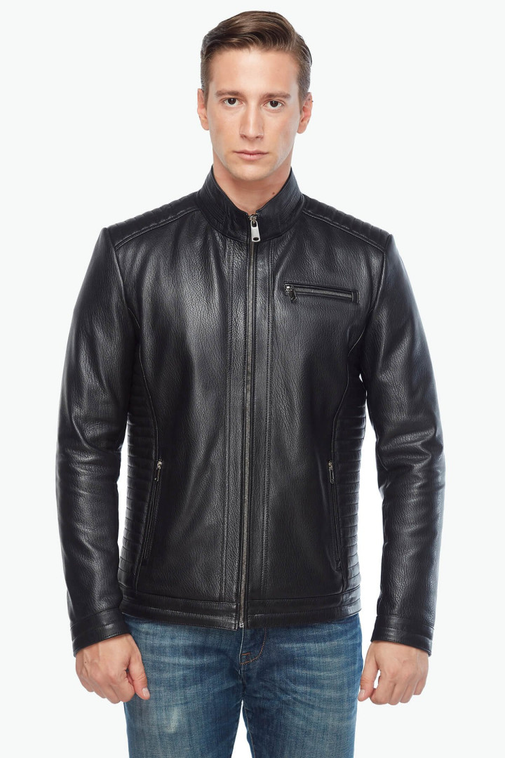 Кожаная куртка мужская Deriza 35-8718SJ черная XL (товары доставляются из-за рубежа)
