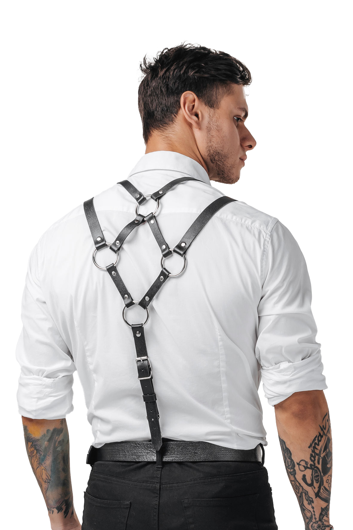 

Портупея мужская из натуральной кожи ПодКожей Perun men's Style черная, Черный, DBS - 018