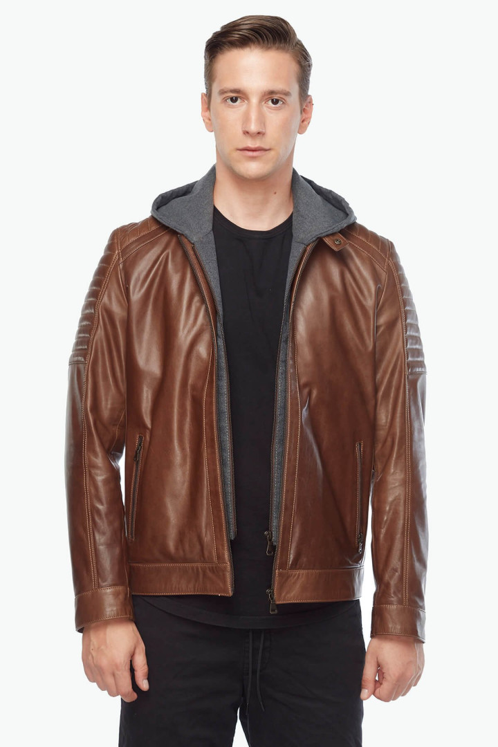 Кожаная куртка мужская Deriza 35-8755K коричневая S (товары доставляются из-за рубежа)