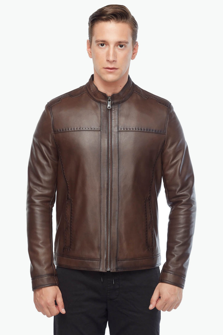 Кожаная куртка мужская Deriza 35-8789K коричневая M (товары доставляются из-за рубежа)