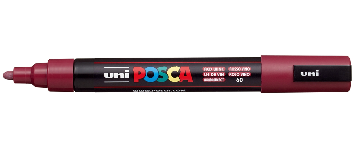 

Маркер Uni POSCA PC-5M 1,8-2,5мм овальный (красное вино (red wine) 60), Красный