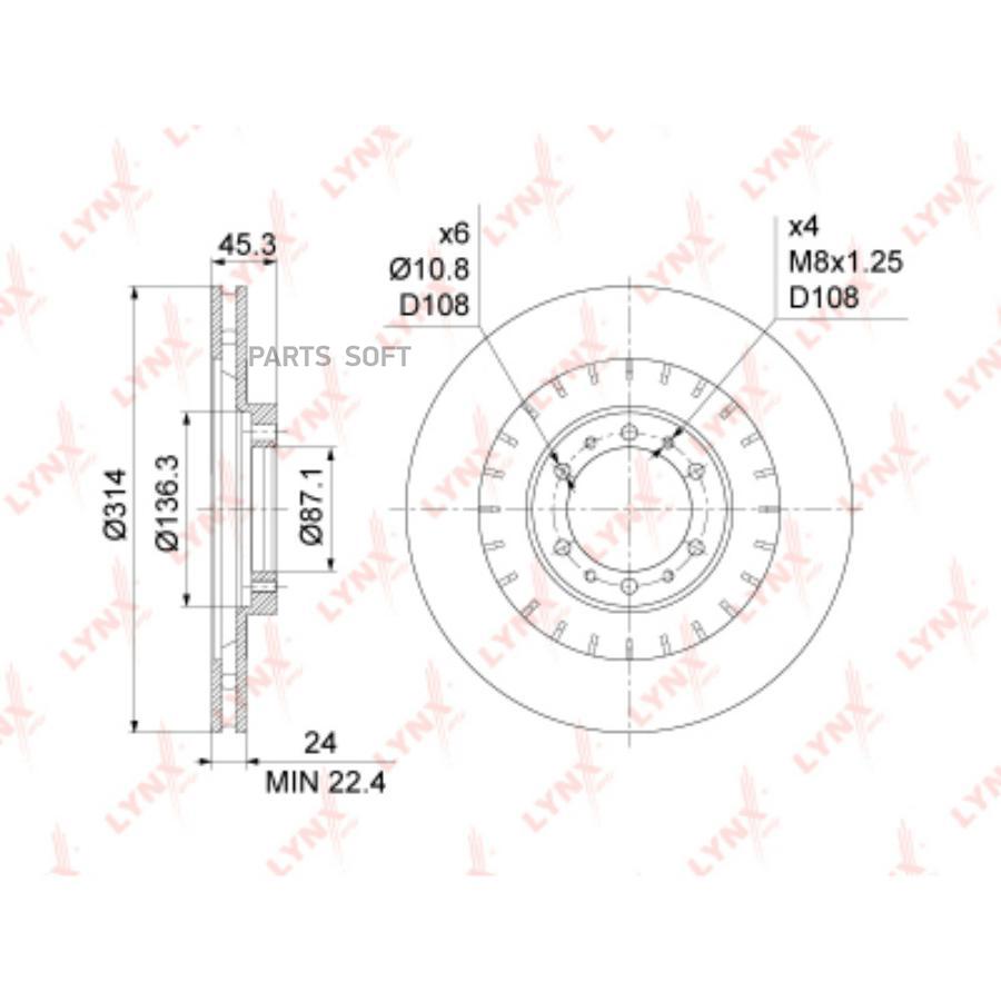 

Диск торм.пер.(314x24) MITSUBISHI Pajero II-III 2.5D 90-06 / Pajero Sport(K90) 2.5D-3.0 98
