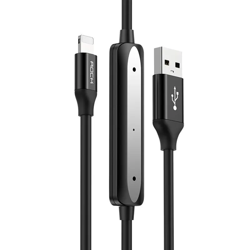 Зарядный кабель Xiaomi Rock USB-A to Lightning 2.4A, с регулятором громкости и дальш