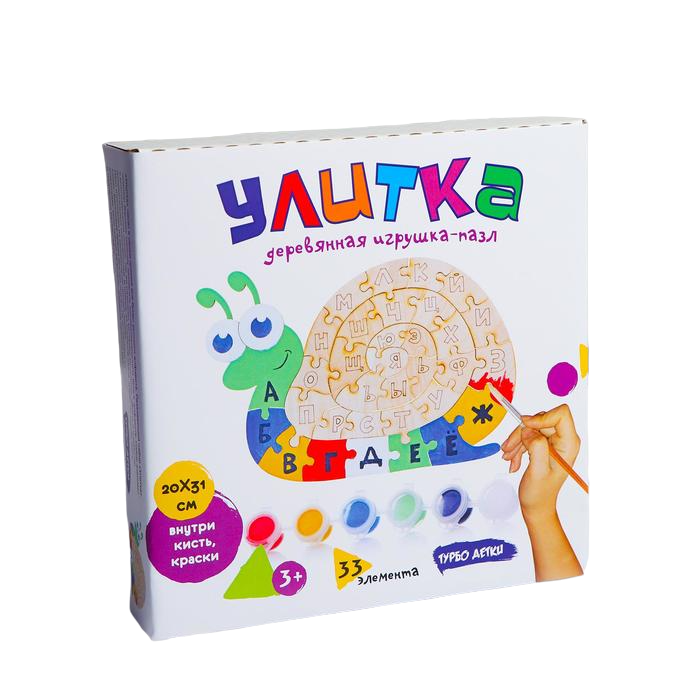 

Пазл Турбо детки Улитка, 20х20х4 см, для раскрашивания P006