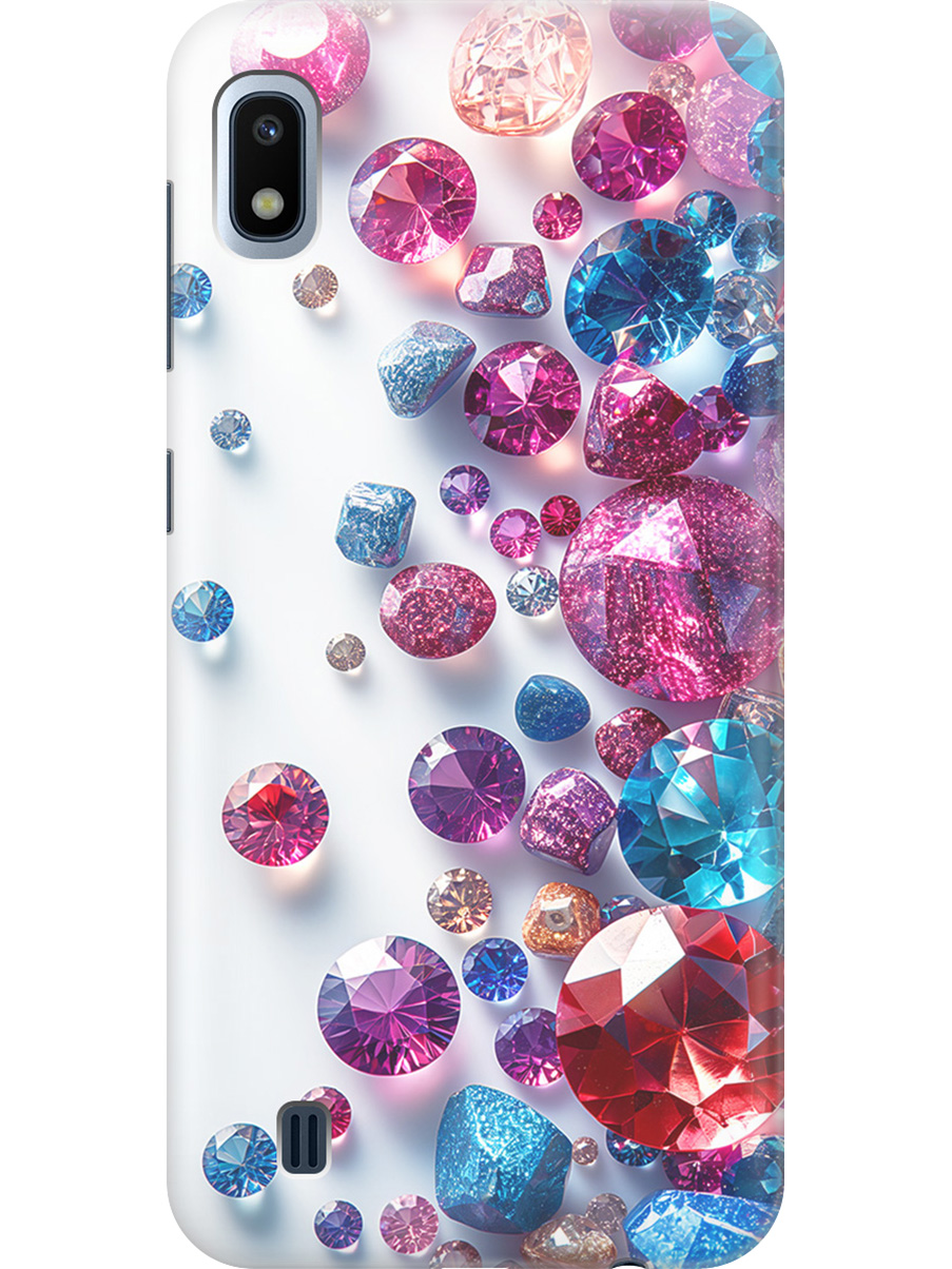 

Силиконовый чехол на Samsung Galaxy A10 с принтом "Россыпь драгоценных камней", Прозрачный;белый;розовый;синий, 720804231