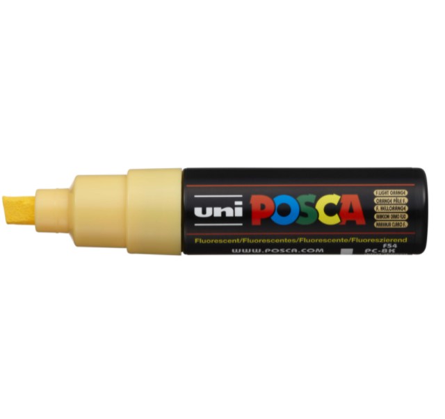 

Маркер Uni POSCA PC-8K 8мм скошенный флуоресцентный лососевый fluorescent light orange F54, Бежевый