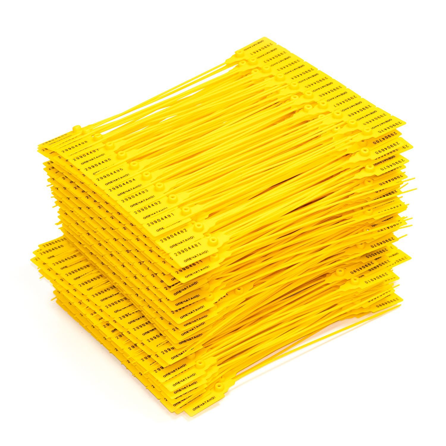 Пломба универсальная номерная, Надежные пломбы, 220 мм, желтая, 1000 штук
