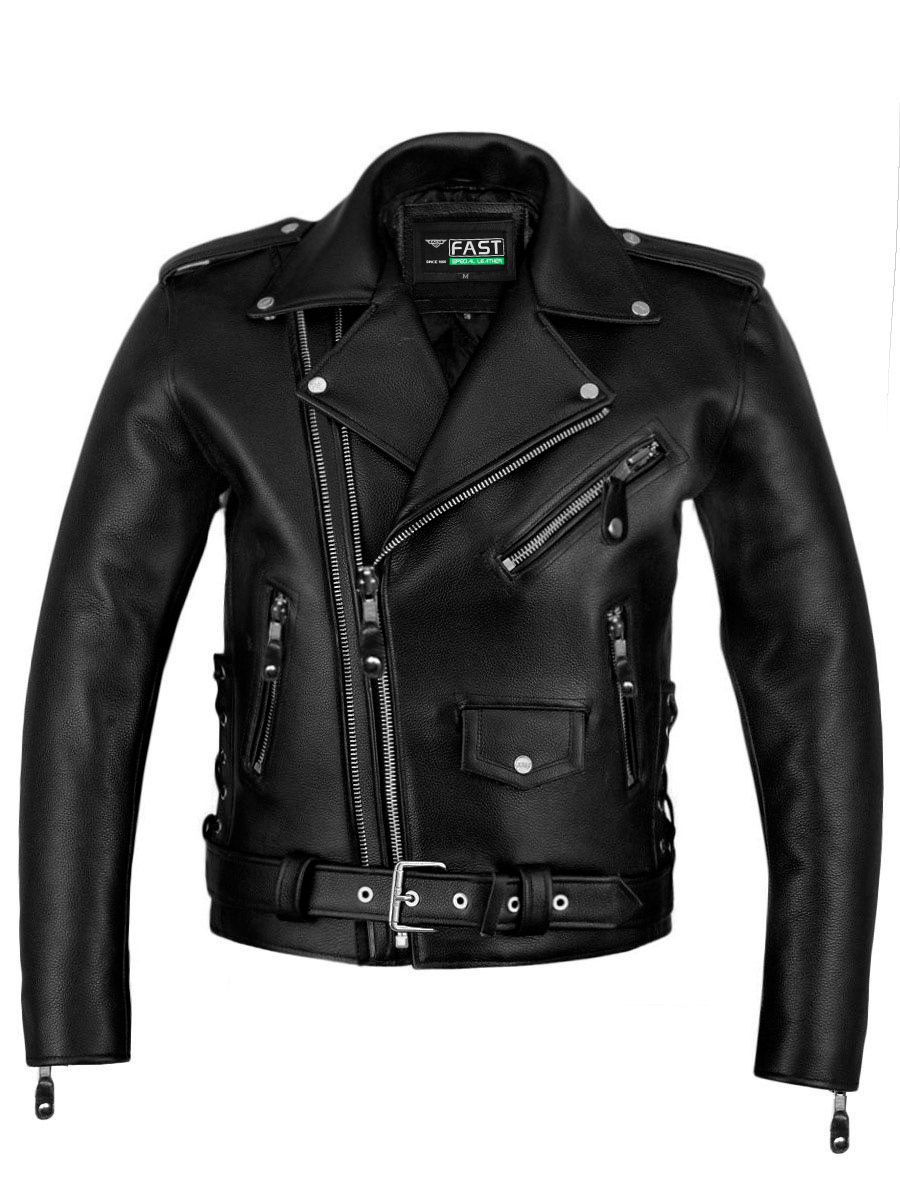 Кожаная куртка мужская Fast КС774 черная S