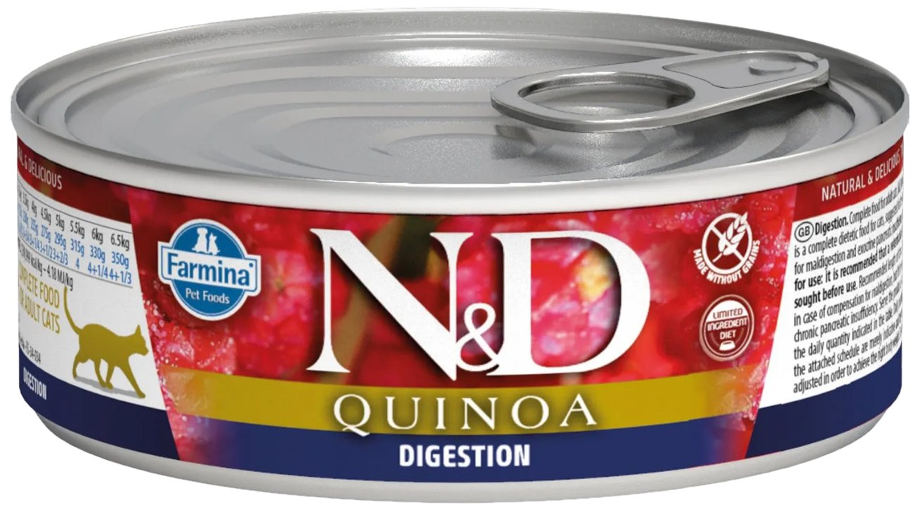 

Консервы для кошек Farmina N&D Quinoa с киноа, поддержка пищеварения, 80 г, N&D Quinoa