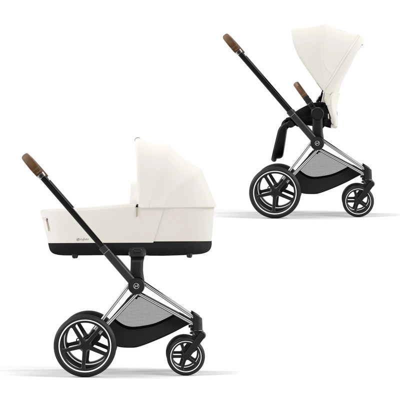 Коляска детская Cybex Priam IV Коляска 2 в 1, шасси IV Chrome Brown Off White прогулочная коляска cybex priam iv peach pink шасси chrome brown