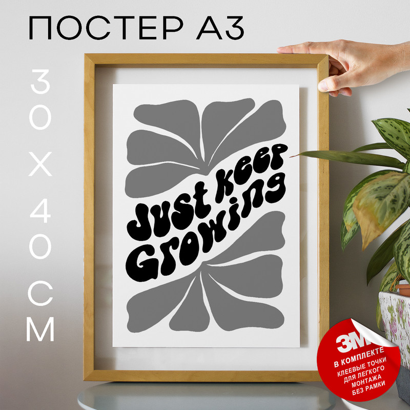 

Постер с надписью Just Keep Growing А3 DSP183133 30х40, рамка А3, DSP183133