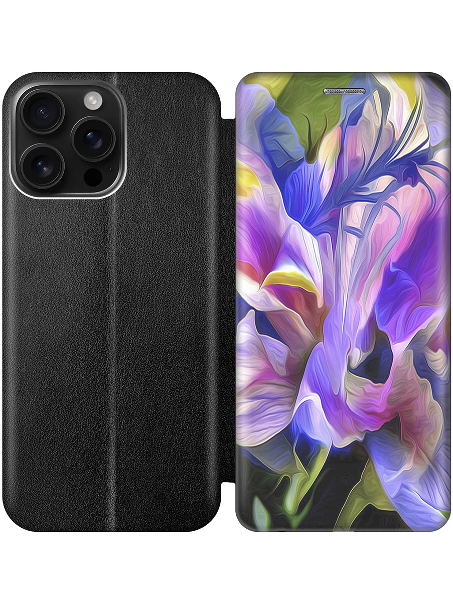 

Чехол-книжка на Apple iPhone 16 Pro Max с принтом "Цветочная абстракция" черный, Черный;зеленый;синий;фиолетовый, 785198321