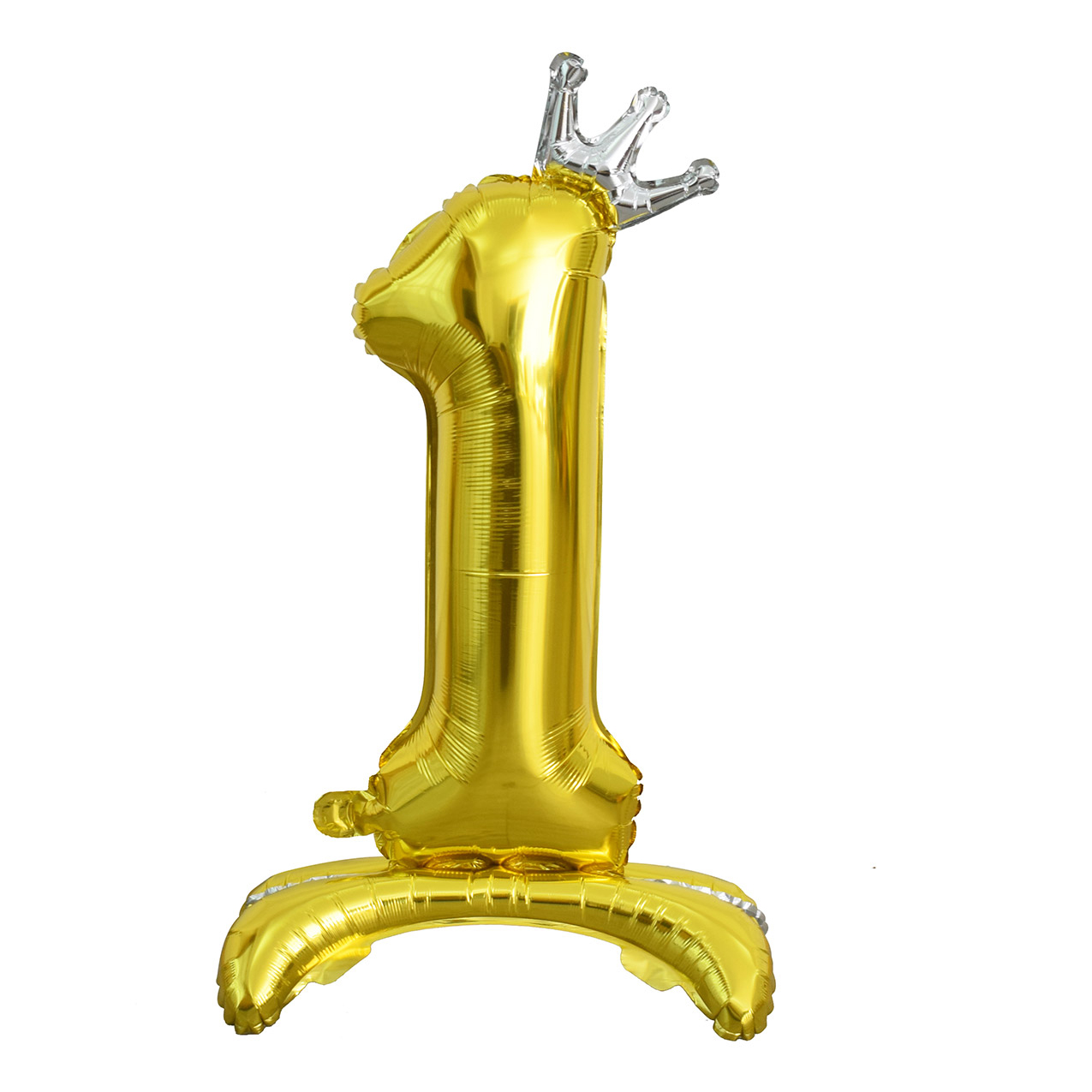 Воздушный шар Веселая Затея Цифра 1 золотой фольгированный на подставке 81 см