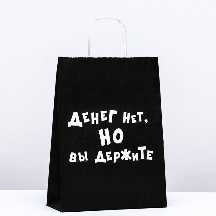 

Пакет крафт UPAK LAND Денег нет, но вы держите 10327919-10p, 24х10х32 см, 10 шт, Черный