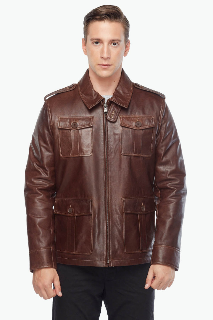 Кожаная куртка мужская Deriza 35-8809K коричневая M (товары доставляются из-за рубежа)