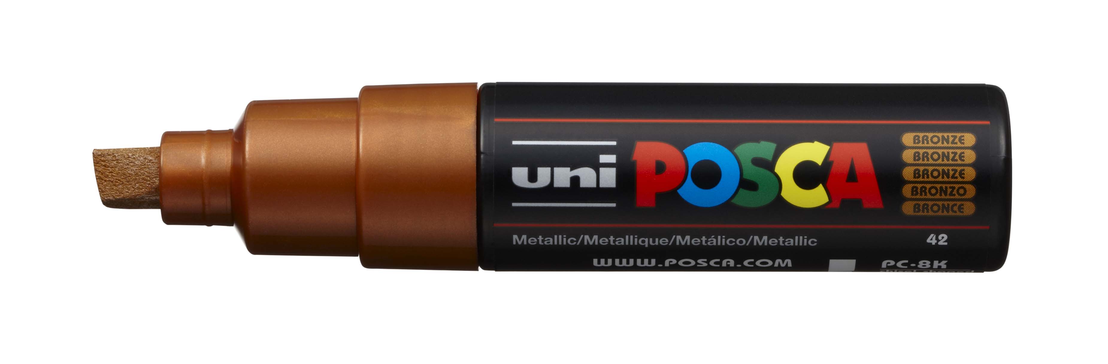 

Маркер Uni POSCA PC-8K 8мм скошенный (бронзовый (bronze) 42), Золотистый