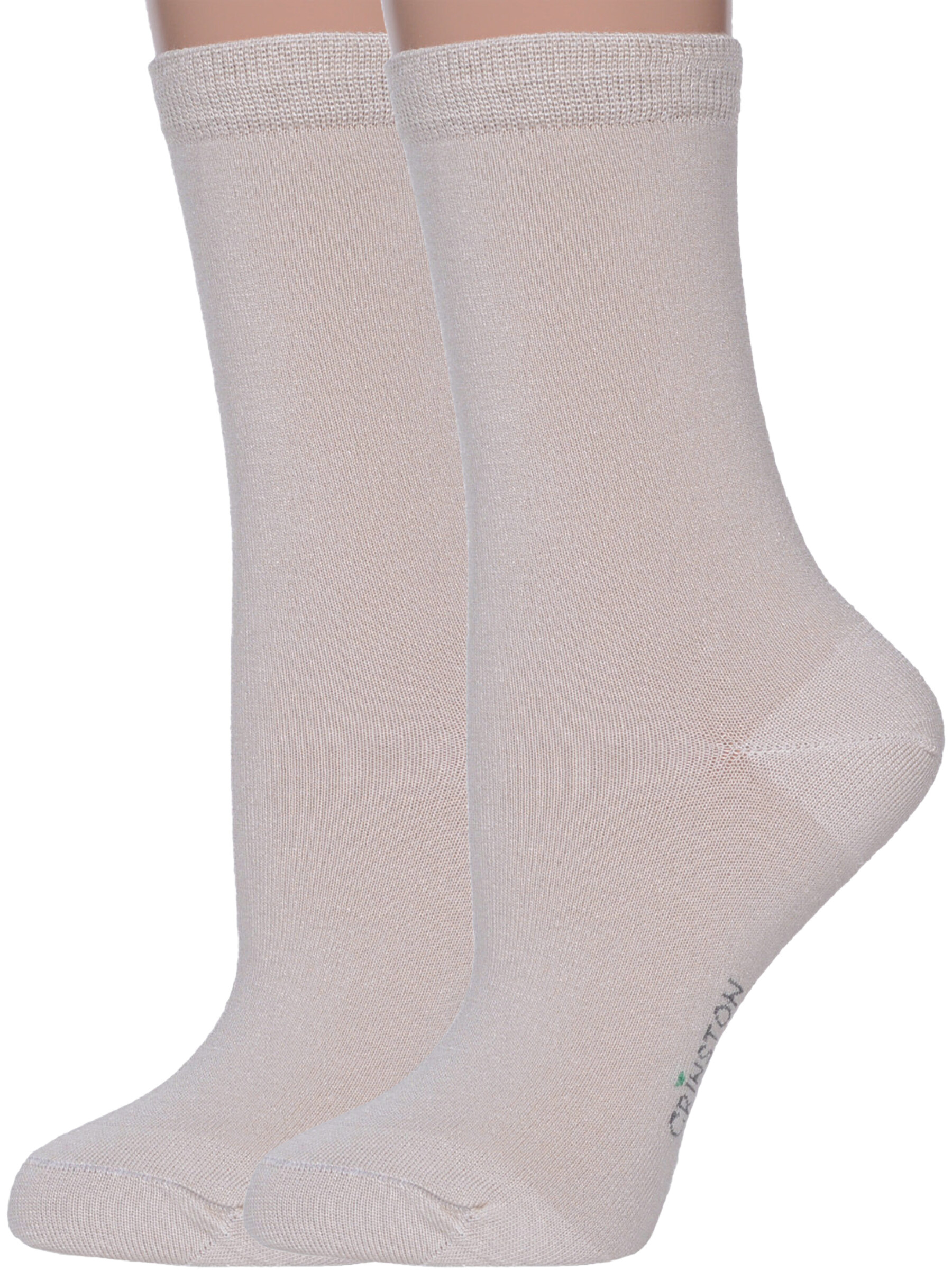 Комплект носков женских Grinston socks 2-17D2 бежевых 23, 2 пары