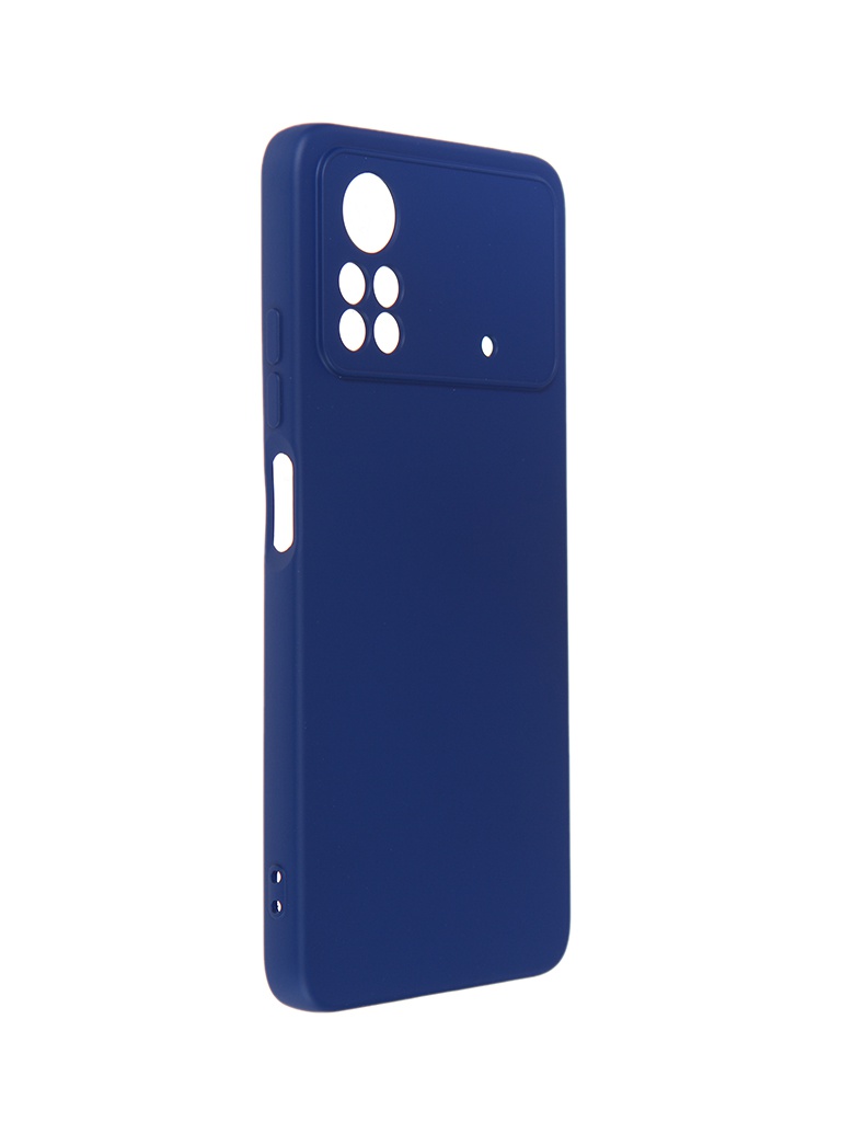 фото Чехол df для poco x4 pro с микрофиброй silicone blue pooriginal-07 df-group