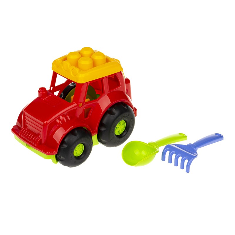 Трактор Colorplast Кузнечик №1 + лопатка и грабельки, в ассортименте трактор colorplast кузнечик 1 лопатка и грабельки в ассортименте