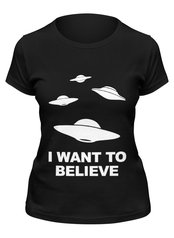 

Футболка женская Printio I want to believe (x-files) черная 2XL, Черный, I want to believe (x-files)