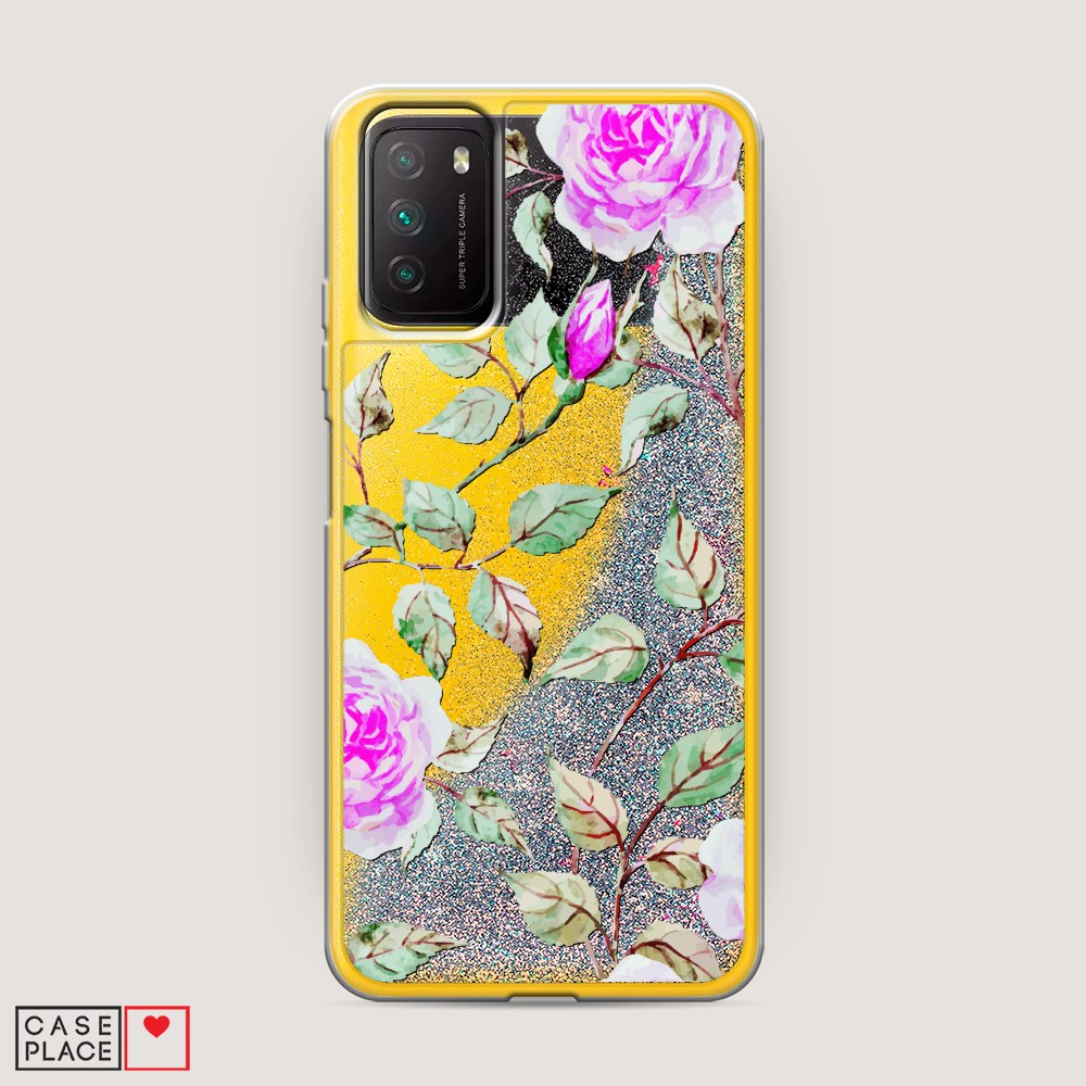 

Жидкий чехол с блестками "Цветочная фантазия 7" на Xiaomi Poco M3, 39591-1