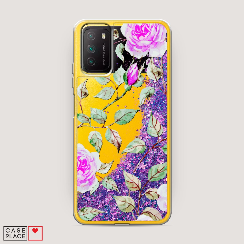 

Жидкий чехол с блестками "Цветочная фантазия 7" на Xiaomi Poco M3, 39592-1