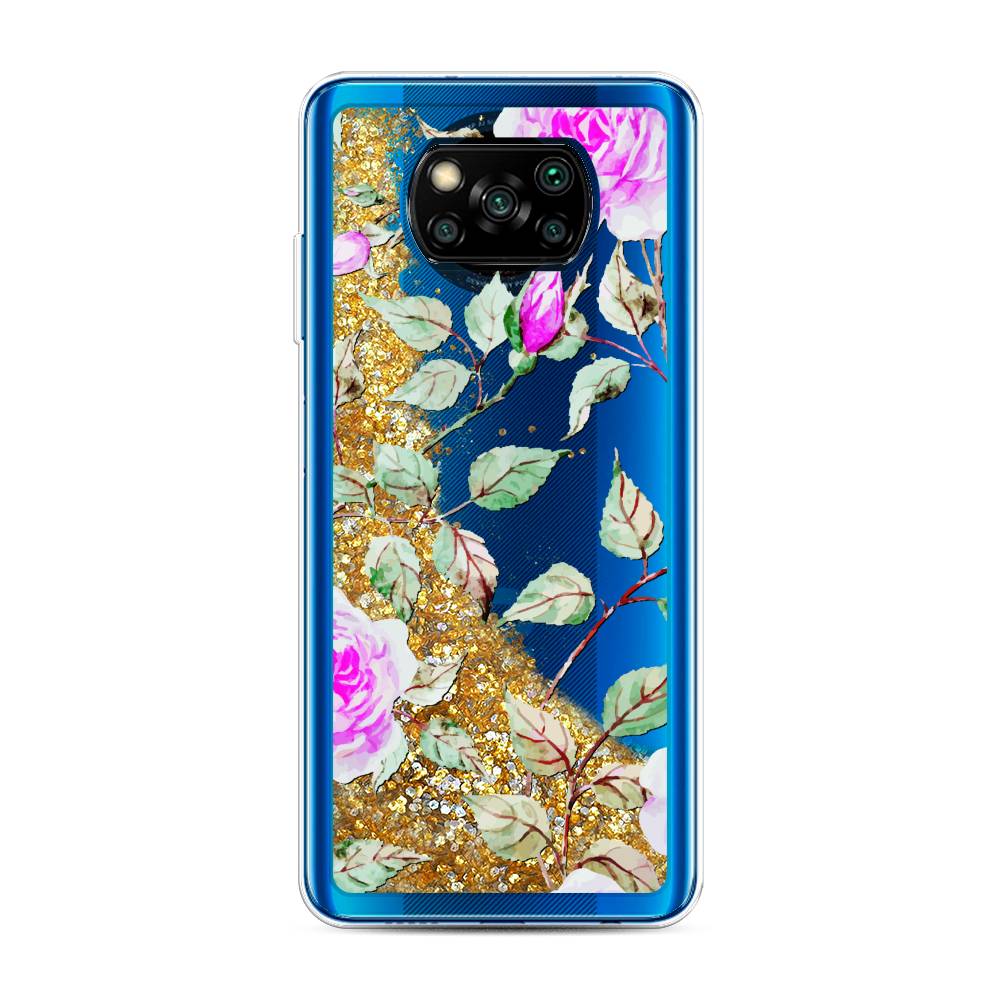 

Жидкий чехол с блестками "Цветочная фантазия 7" на Xiaomi Poco X3 NFC, 39290-1