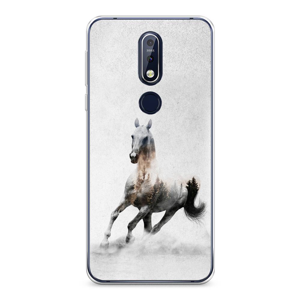 

Чехол Awog на Nokia 7.1 / Нокиа 7.1 "Лошадь лес", Серый;черный, 122050-2