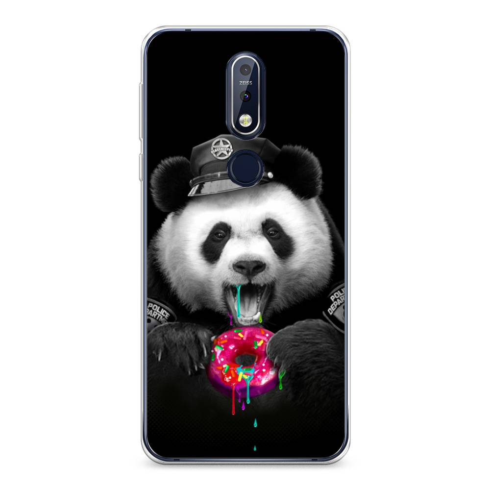 

Чехол Awog на Nokia 7.1 / Нокиа 7.1 "Панда police", Черный;белый;розовый, 122050-2