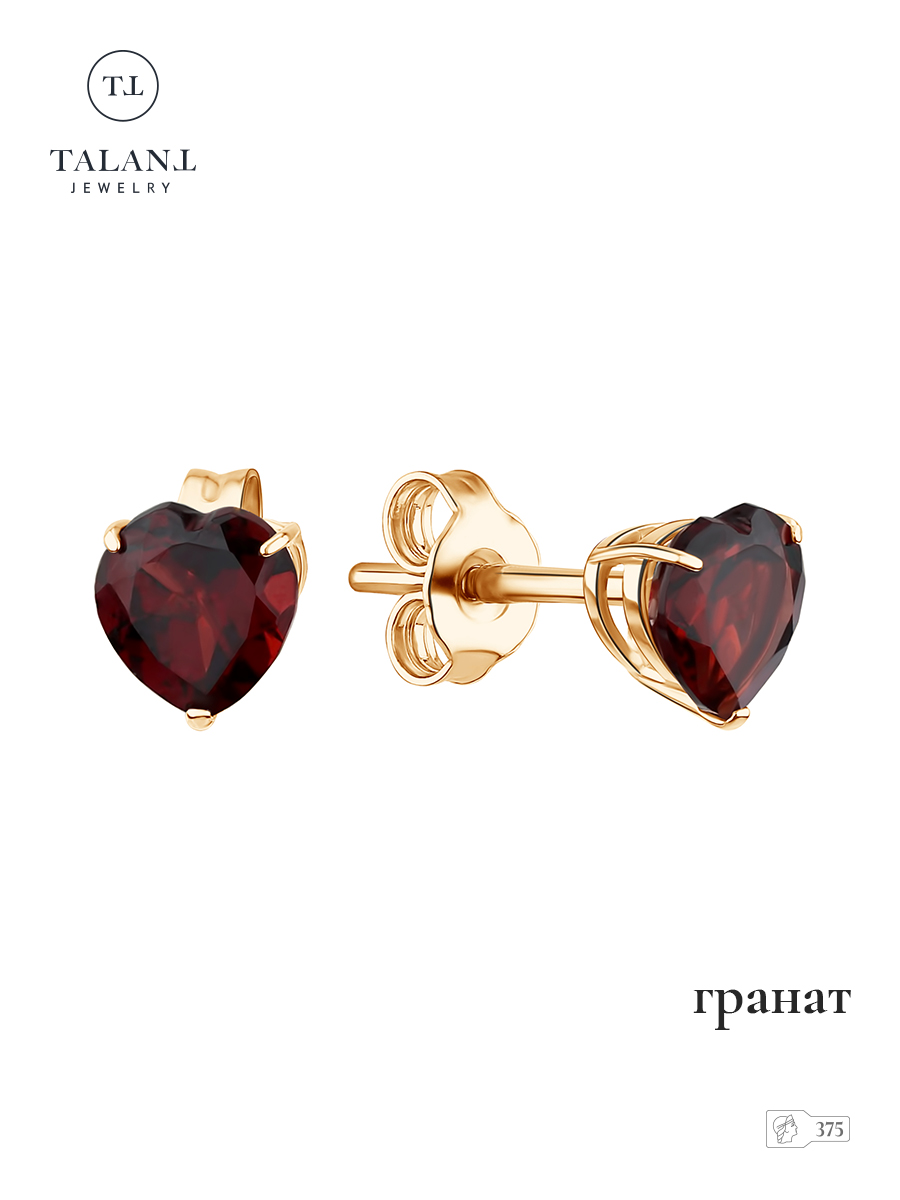 

Серьги пусеты из золота TALANT 12-90-0200-25953, гранат, 12-90-0200-25953