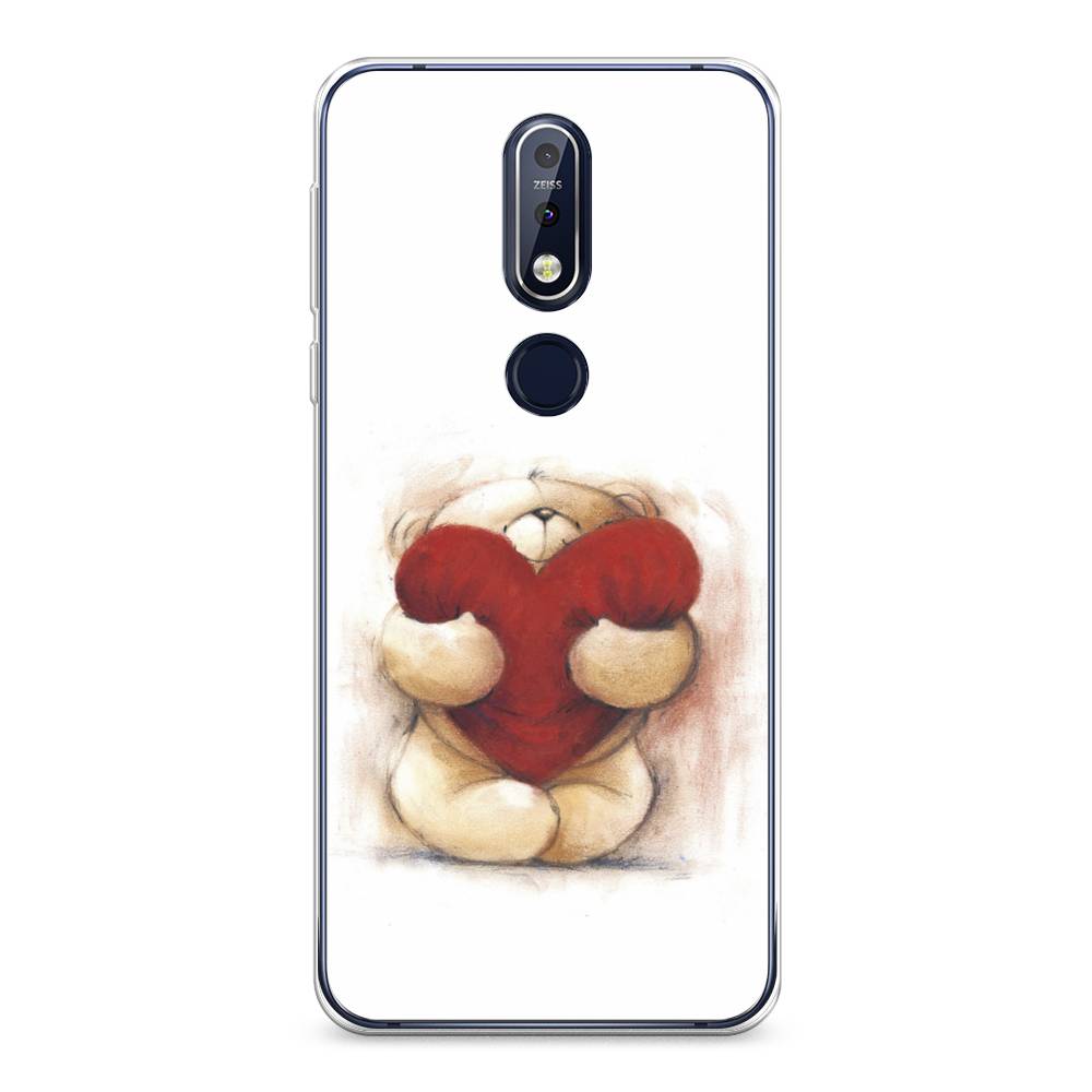 

Чехол Awog на Nokia 7.1 / Нокиа 7.1 "Мишка с сердцем 1", Белый;красный;бежевый, 122050-6