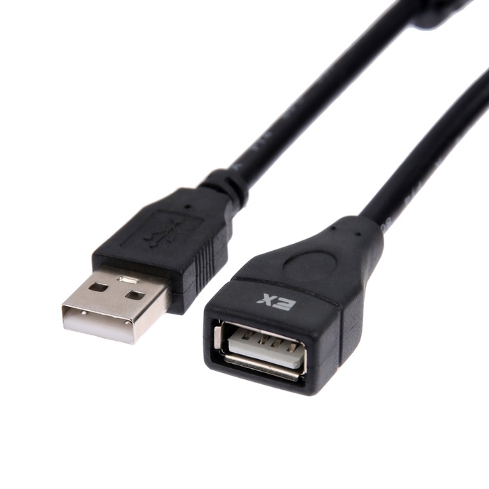 Кабель-удлинитель Exployd EX-K-1400, USB2.0, A(m)-A(f), 2 м, черный